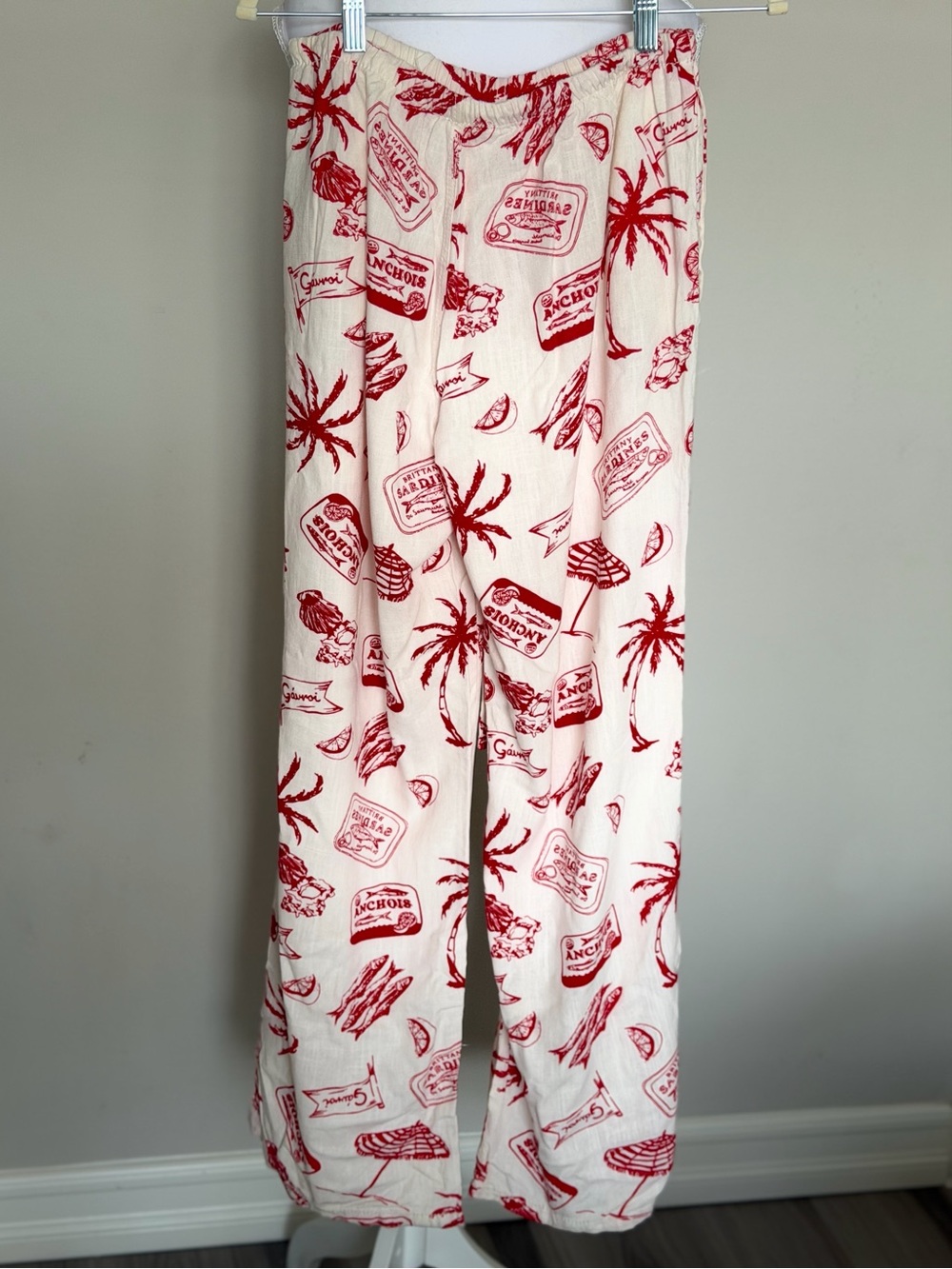 Angel Kiss Tropical Linen Blend Wide Leg Beach Pants S